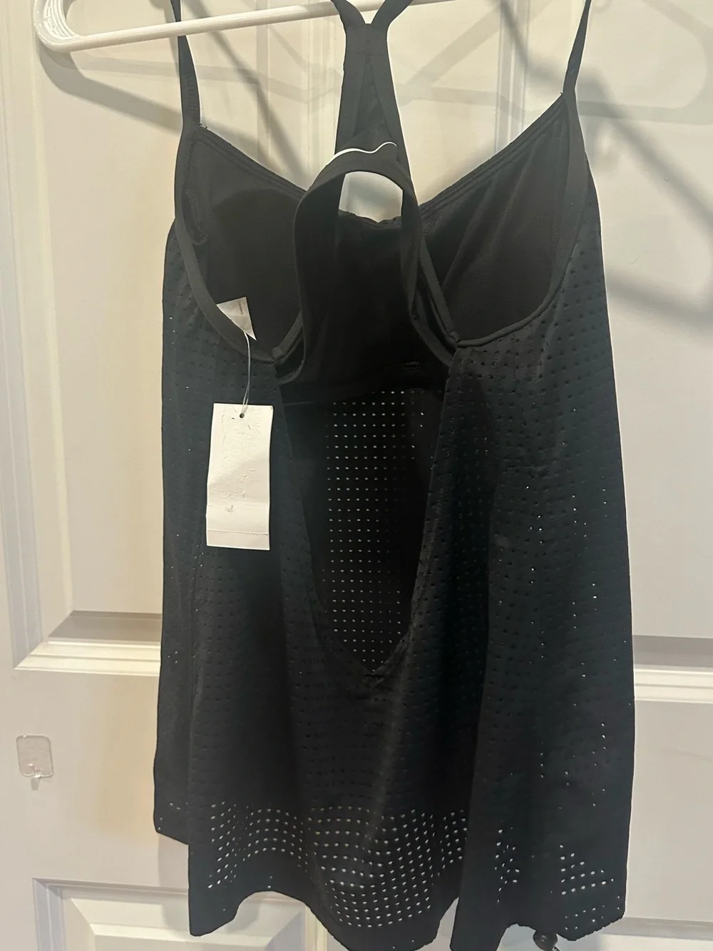 Nike Medium Black Perforated Spaghetti Strap Tankini Top